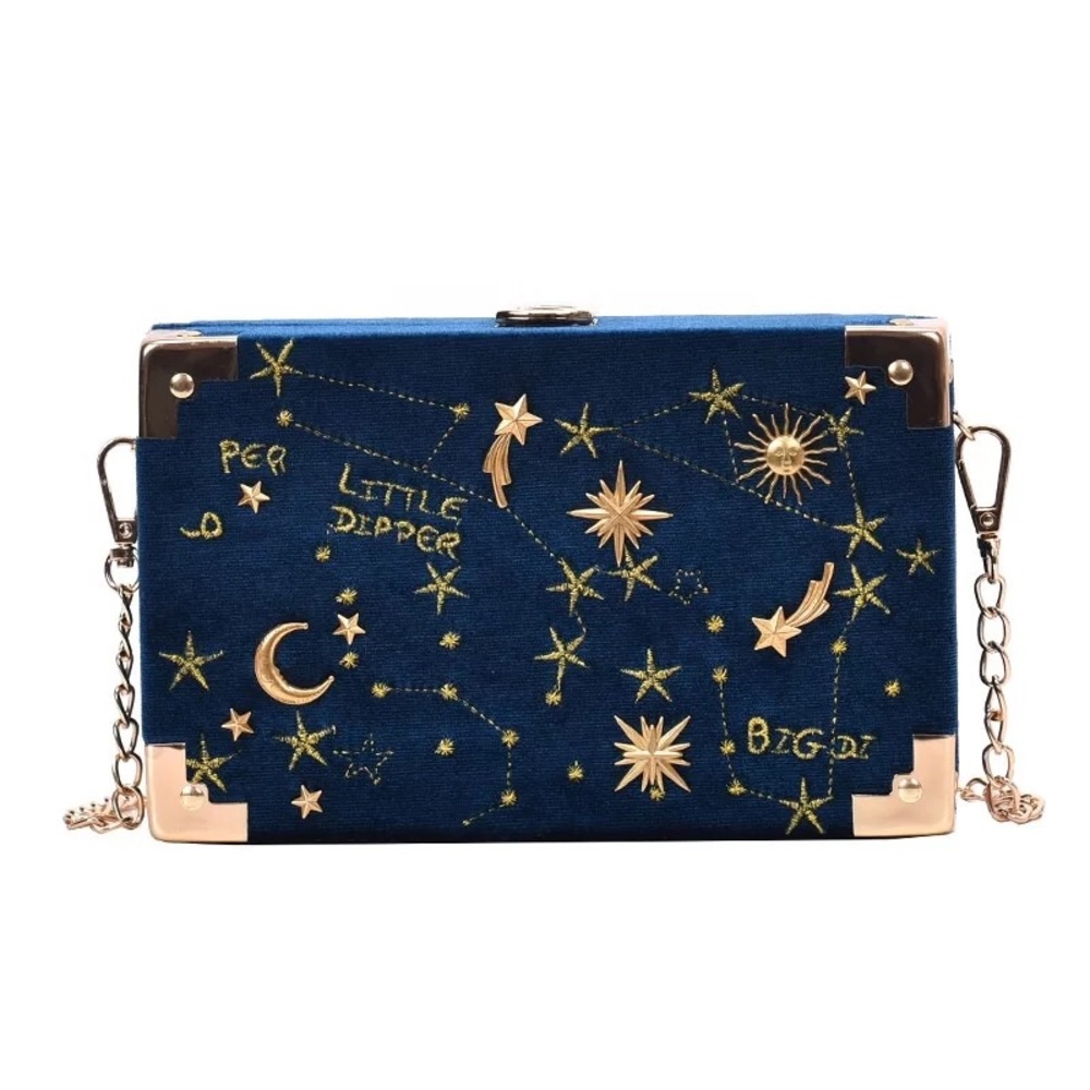 Velvet hard case celestial purse